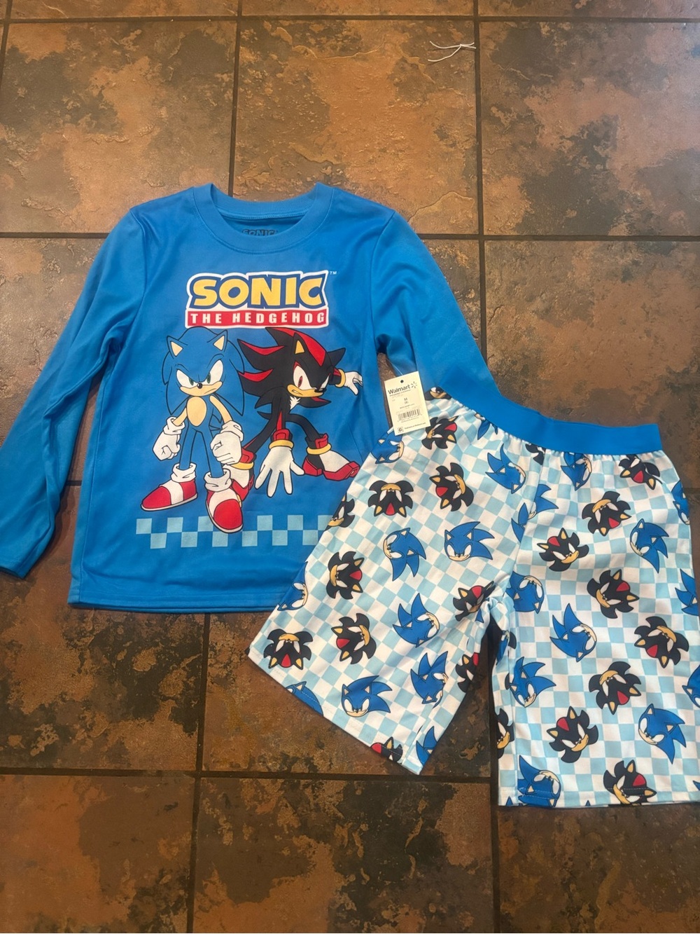 💜NWT Sonic Blue Kids Pajama Set - Long Sleeve Top & Shorts